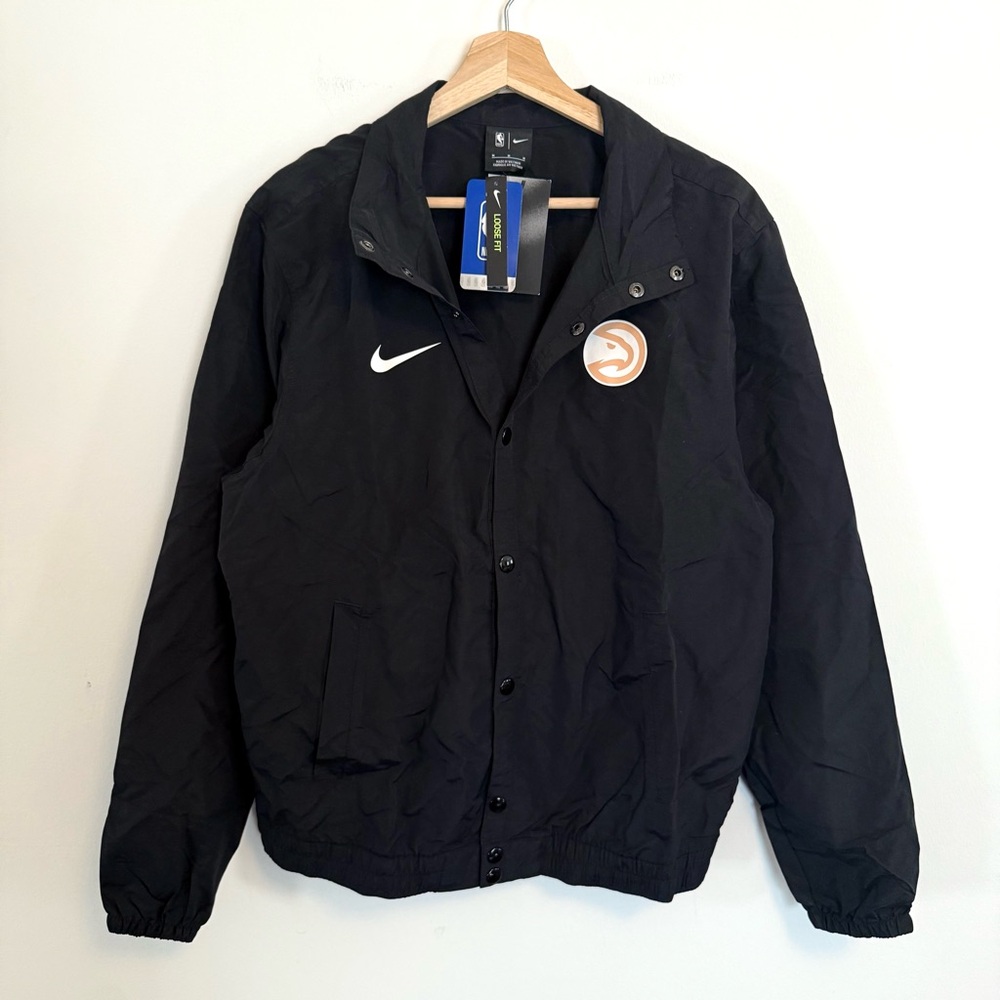 Nike NBA Atlanta Hawks Basketball Black Snap Windbreaker